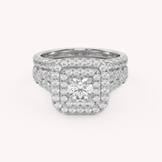 Round Shape 2.00 Carat Lab Grown Diamond Half Eternity Bridal Set Ring