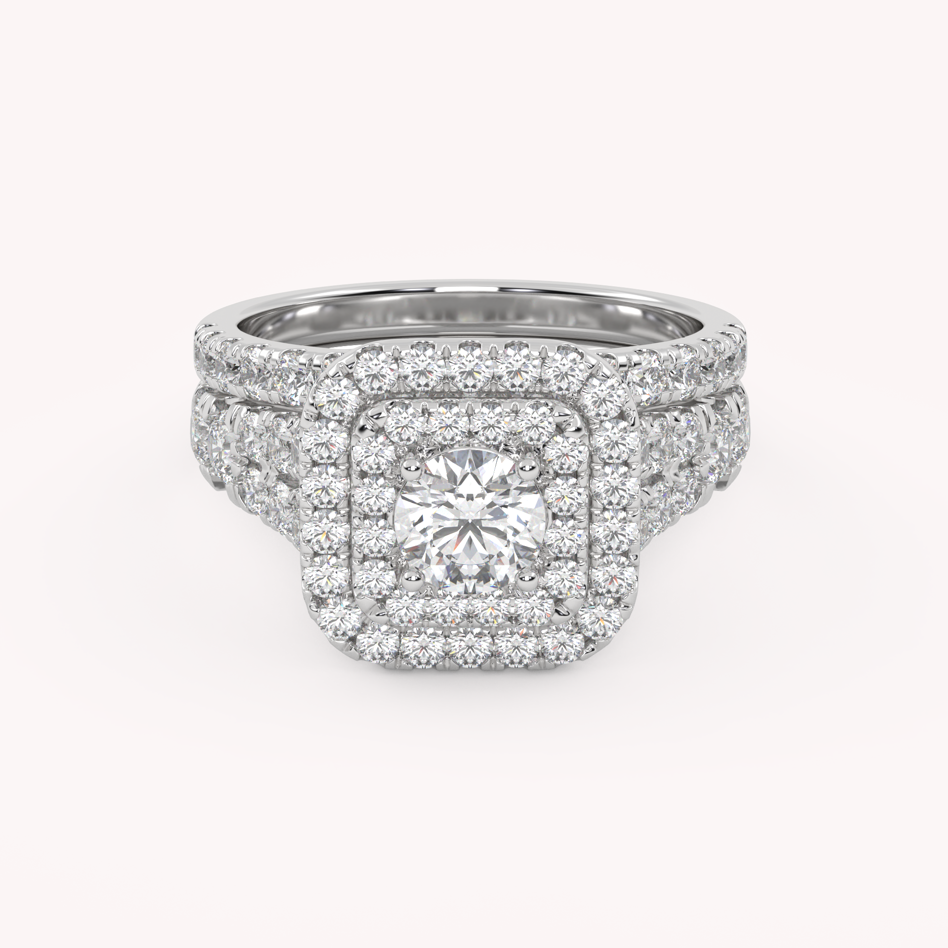 Round Shape 2.00 Carat Lab Grown Diamond Half Eternity Bridal Set Ring