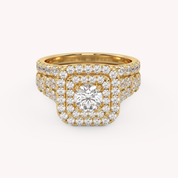 Round Shape 2.00 Carat Lab Grown Diamond Half Eternity Bridal Set Ring