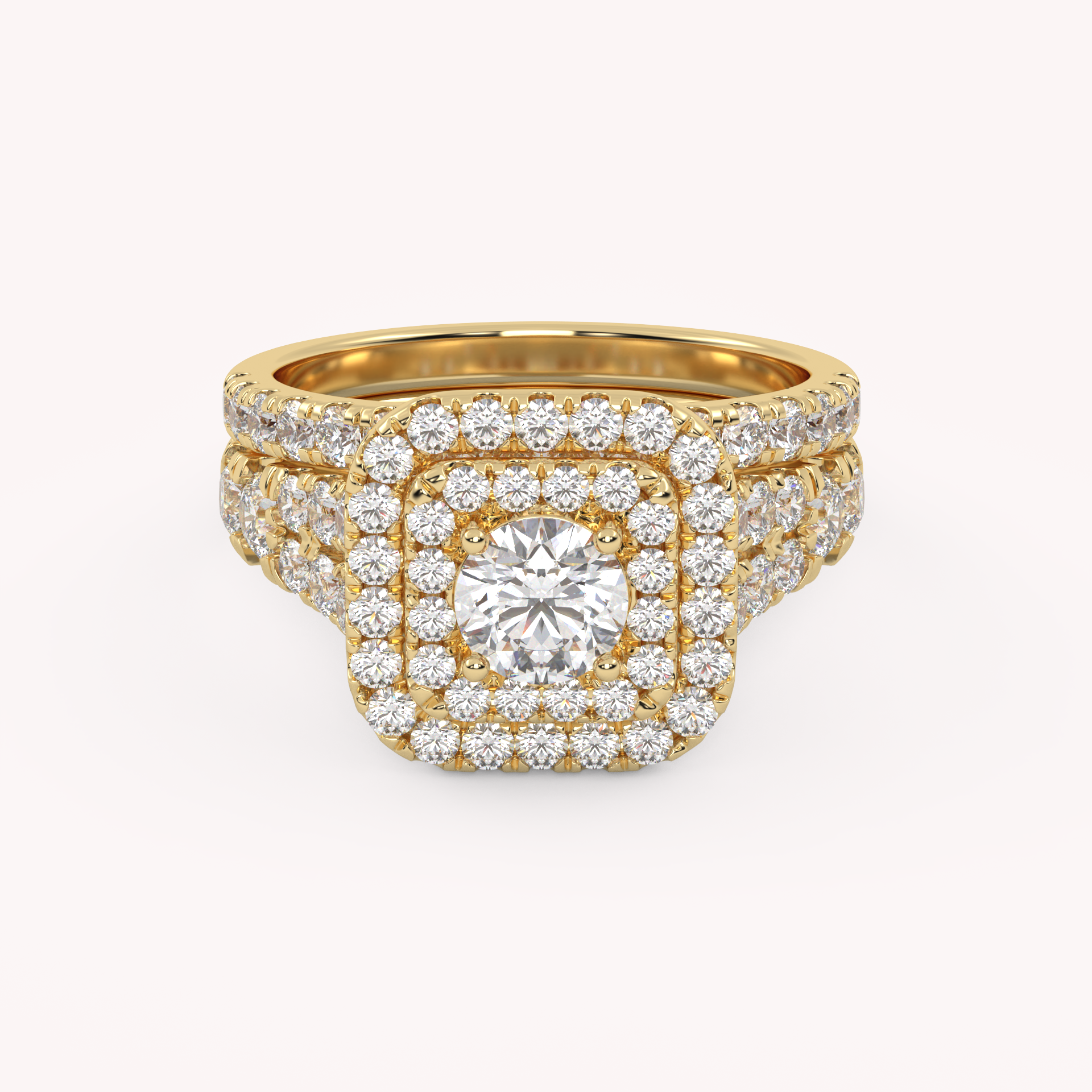 Round Shape 2.00 Carat Lab Grown Diamond Half Eternity Bridal Set Ring