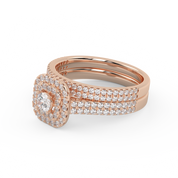 IGI Certified Lab Grown Diamond 2 Row Double Halo Bridal Set Ring