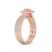 IGI Certified Lab Grown Diamond 2 Row Double Halo Bridal Set Ring