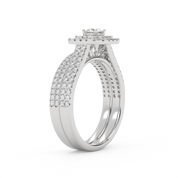 IGI Certified Lab Grown Diamond 2 Row Double Halo Bridal Set Ring