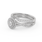 Round Cut 0.80 Carat Lab Grown Diamond Twisted Infinity Double Halo Solitaire Bridal Set Ring