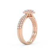 Pear Cut 0.80 Carat Lab Grown Diamond Half Eternity Teardrop Halo Solitaire Bridal Set Ring