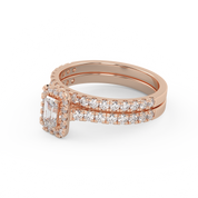 IGI Certified Half Eternity Halo Solitaire Bridal Set Ring