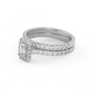 IGI Certified Half Eternity Halo Solitaire Bridal Set Ring