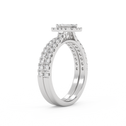 IGI Certified Half Eternity Halo Solitaire Bridal Set Ring