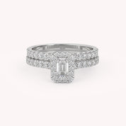 IGI Certified Half Eternity Halo Solitaire Bridal Set Ring