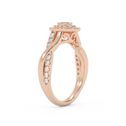 IGI Certified Pear Cut Twisted Teardrop Double Halo Engagement Ring