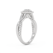 IGI Certified Pear Cut Twisted Teardrop Double Halo Engagement Ring