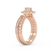 IGI Certified Round Shape Half Eternity Halo Solitaire Bridal Set Ring