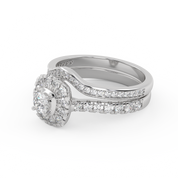 IGI Certified Round Shape Half Eternity Halo Solitaire Bridal Set Ring