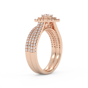 IGI Certified Round Cut Eternity Double Row Halo Bridal Set Ring