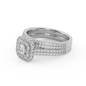 IGI Certified Round Cut Eternity Double Row Halo Bridal Set Ring