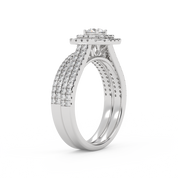 IGI Certified Round Cut Eternity Double Row Halo Bridal Set Ring