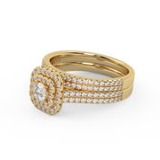 IGI Certified Round Cut Eternity Double Row Halo Bridal Set Ring