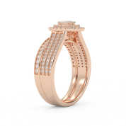 IGI Certified Oval Shape 3 Row Double Halo Bridal Set Ring