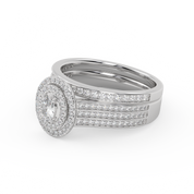 IGI Certified Oval Shape 3 Row Double Halo Bridal Set Ring