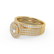IGI Certified Oval Shape 3 Row Double Halo Bridal Set Ring
