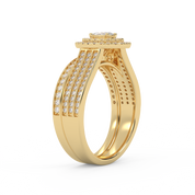 IGI Certified Oval Shape 3 Row Double Halo Bridal Set Ring