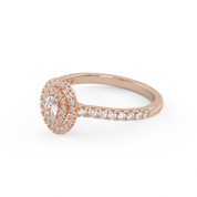 IGI Certified Oval Shape Half Eternity Double Halo Solitaire Engagement Ring