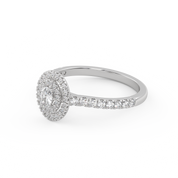 IGI Certified Oval Shape Half Eternity Double Halo Solitaire Engagement Ring