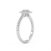 IGI Certified Oval Shape Half Eternity Double Halo Solitaire Engagement Ring