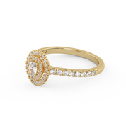 IGI Certified Oval Shape Half Eternity Double Halo Solitaire Engagement Ring