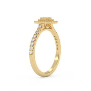 IGI Certified Oval Shape Half Eternity Double Halo Solitaire Engagement Ring