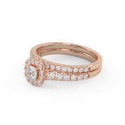 Round Cut 0.80 Carat Lab Grown Diamond Halo Bridal Set Ring