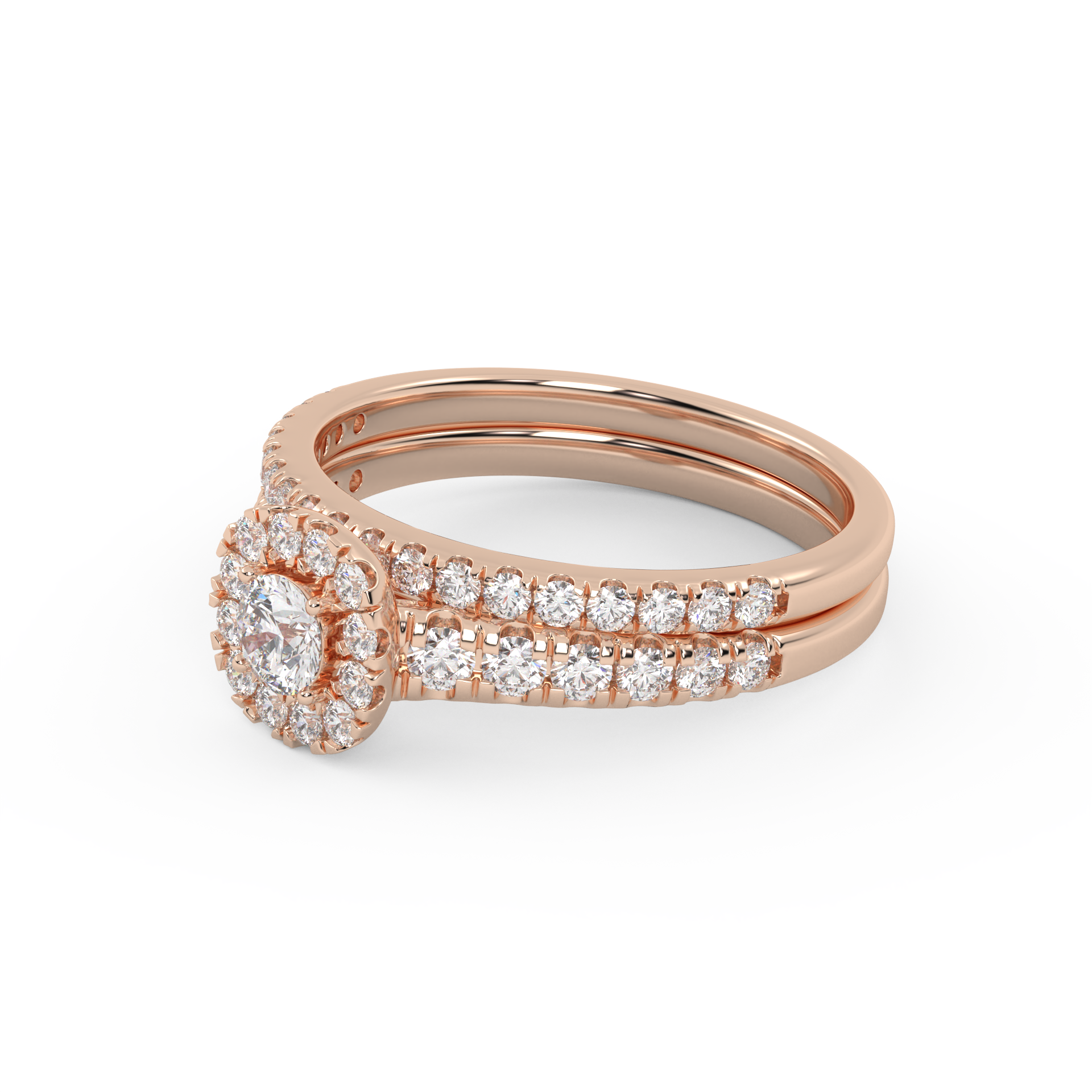 Round Cut 0.80 Carat Lab Grown Diamond Halo Bridal Set Ring