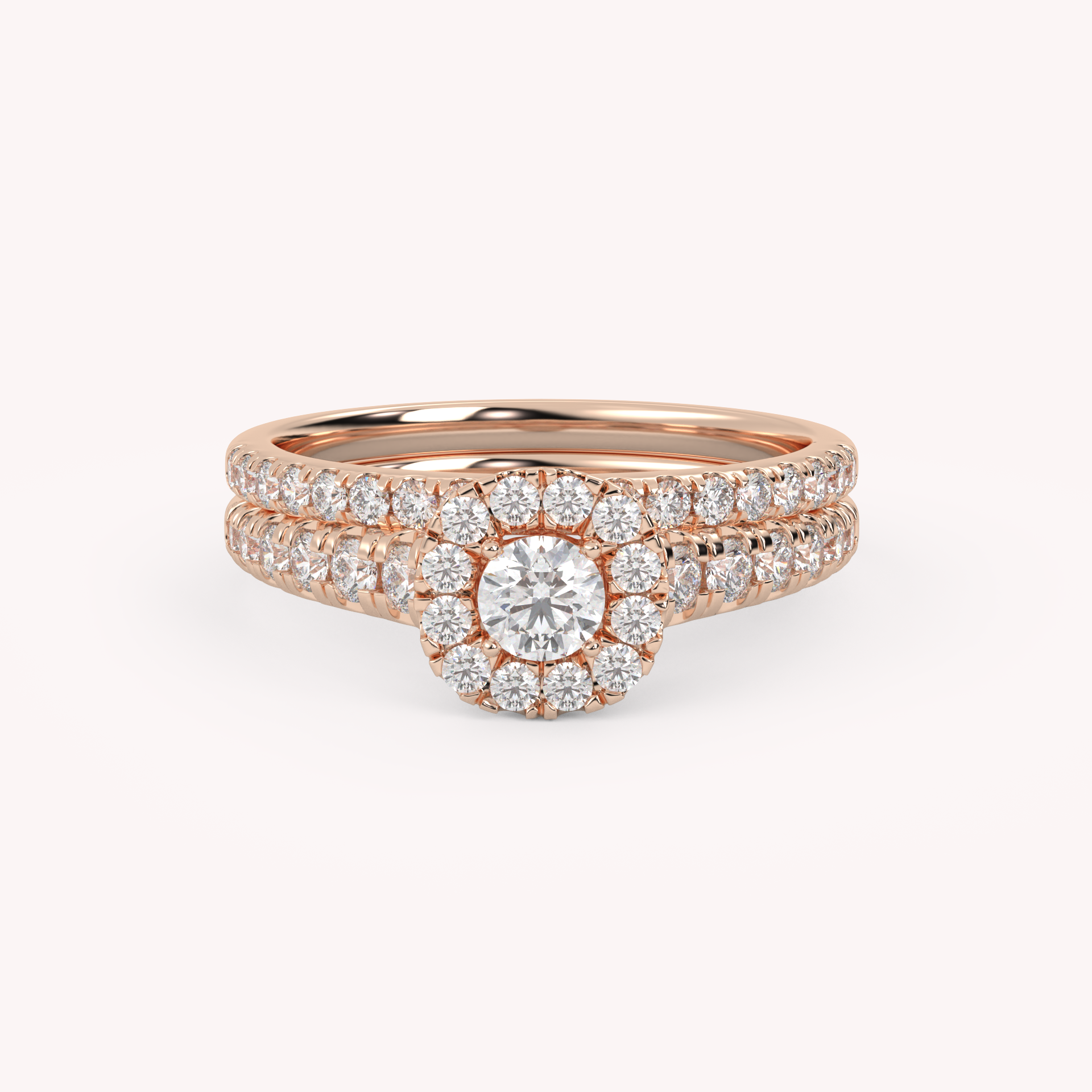Round Cut 0.80 Carat Lab Grown Diamond Halo Bridal Set Ring