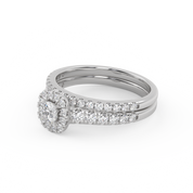 Round Cut 0.80 Carat Lab Grown Diamond Halo Bridal Set Ring