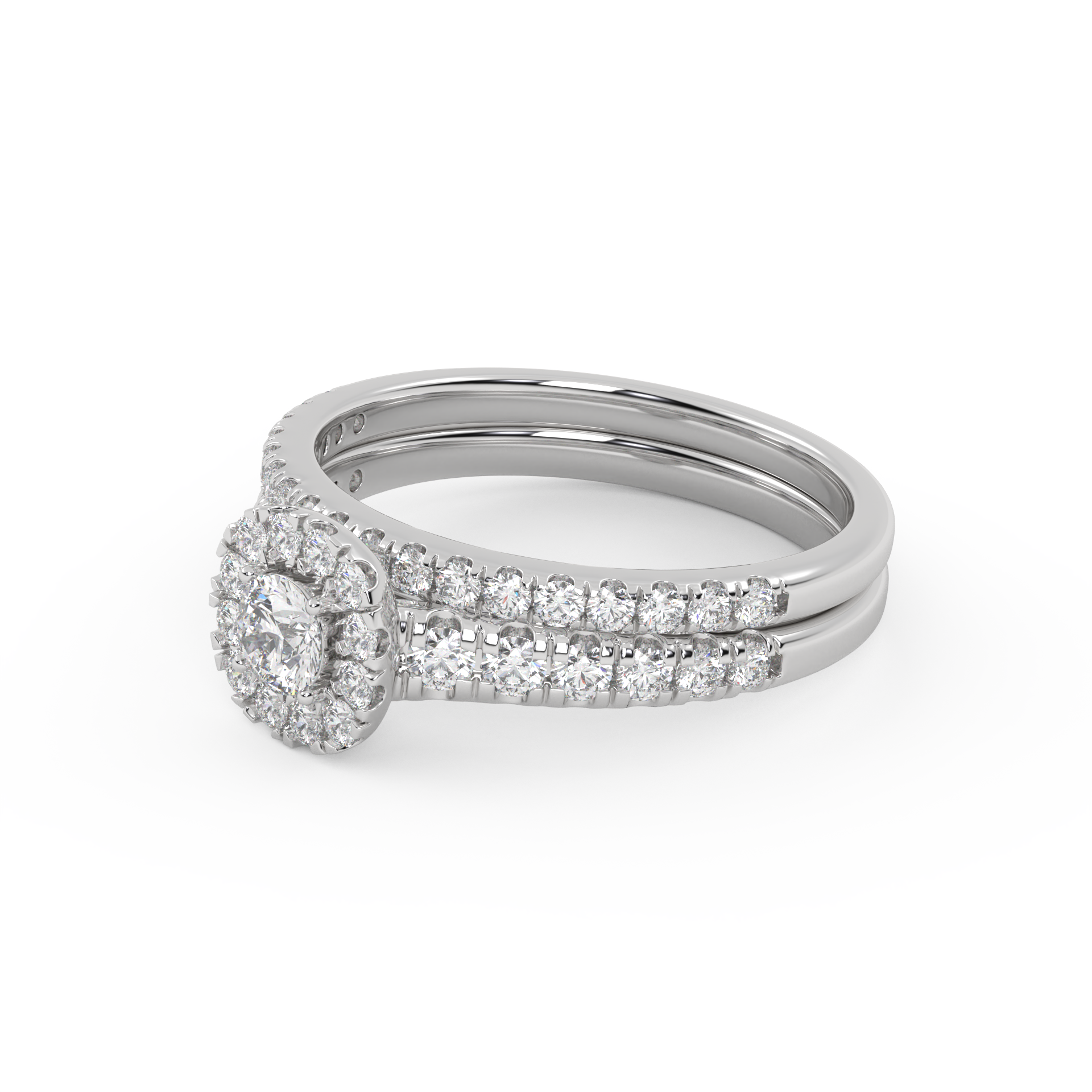 Round Cut 0.80 Carat Lab Grown Diamond Halo Bridal Set Ring