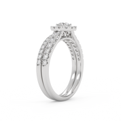 Round Cut 0.80 Carat Lab Grown Diamond Halo Bridal Set Ring