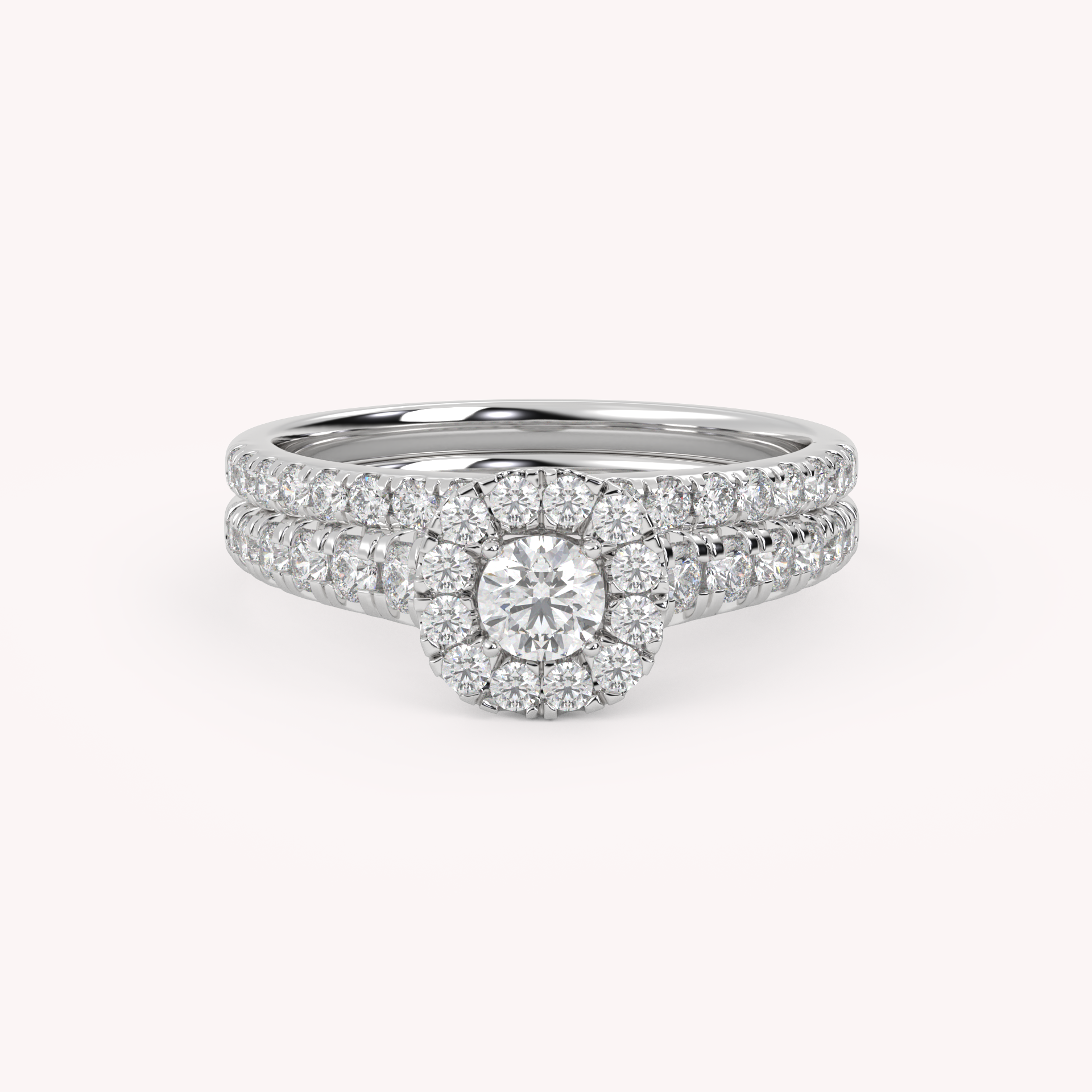Round Cut 0.80 Carat Lab Grown Diamond Halo Bridal Set Ring