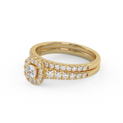 Round Cut 0.80 Carat Lab Grown Diamond Halo Bridal Set Ring