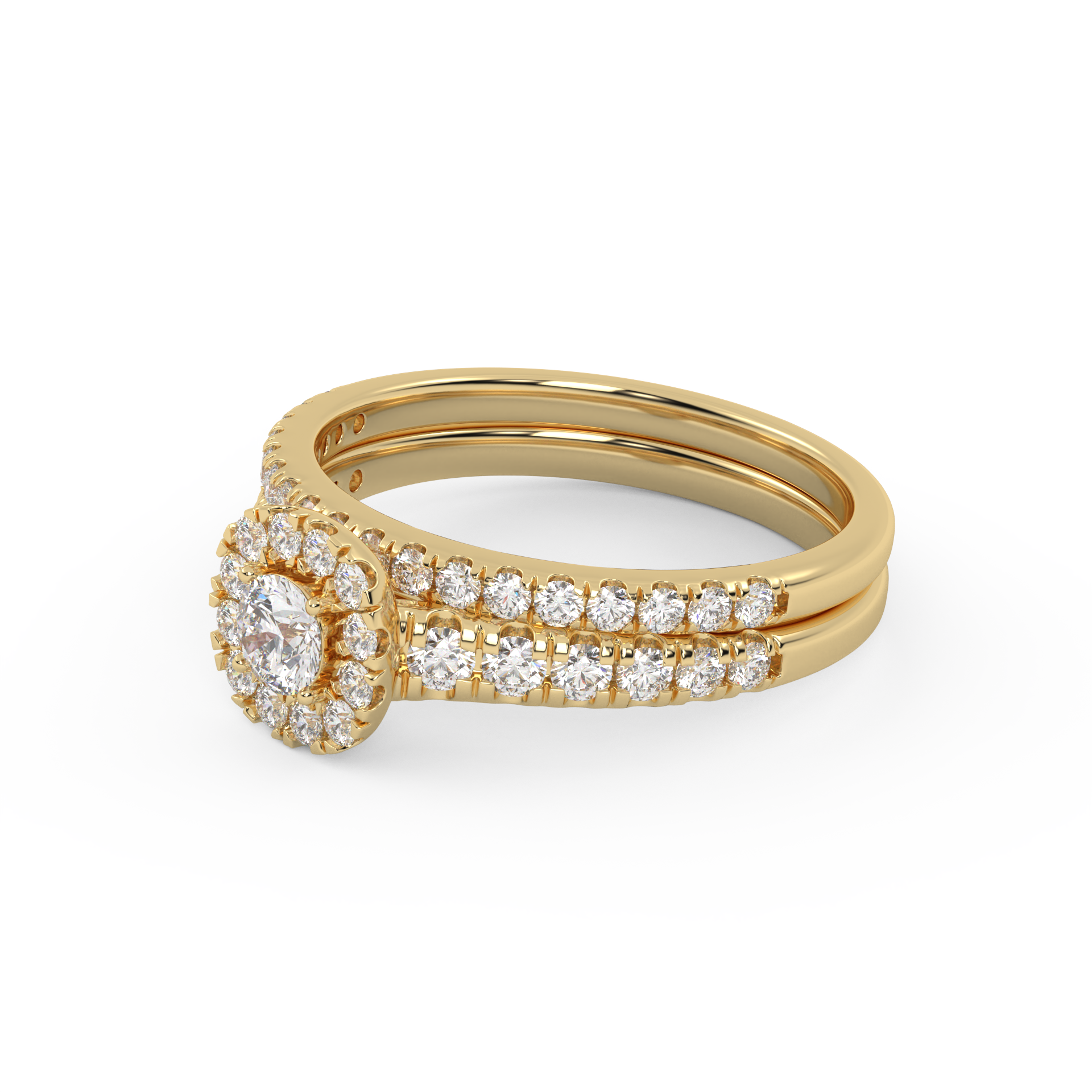 Round Cut 0.80 Carat Lab Grown Diamond Halo Bridal Set Ring