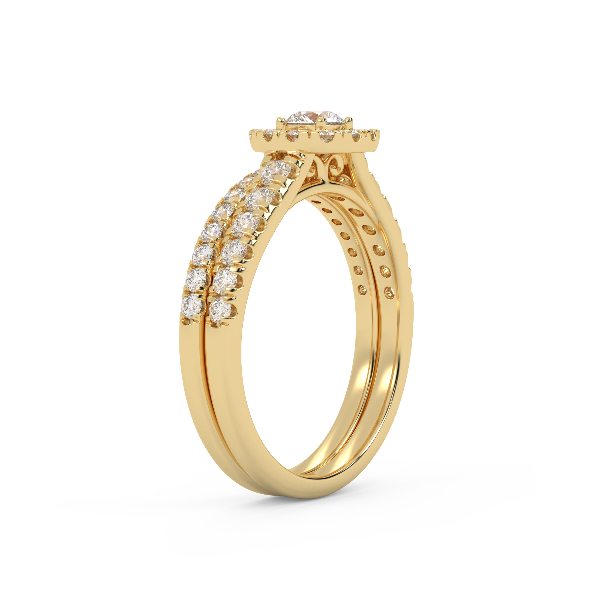 Round Cut 0.80 Carat Lab Grown Diamond Halo Bridal Set Ring