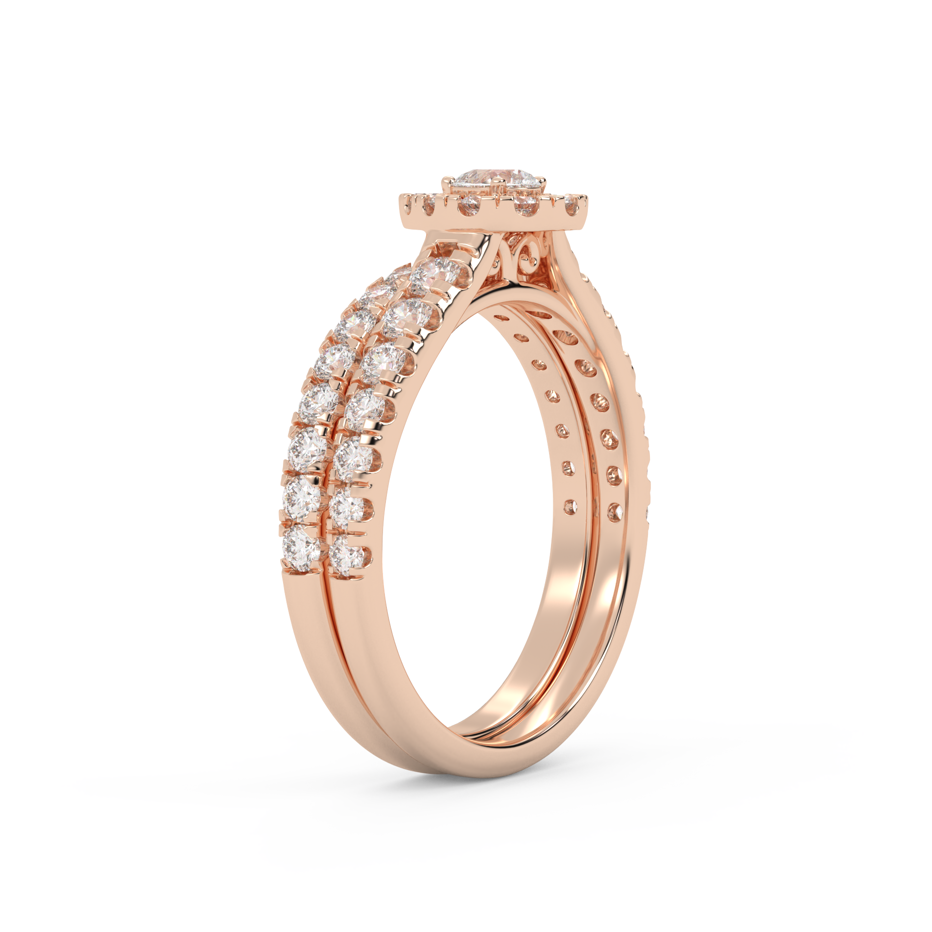 Pear Cut 1.10 Carat Lab Grown Diamond Halo Bridal Set Ring