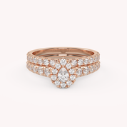 Pear Cut 1.10 Carat Lab Grown Diamond Halo Bridal Set Ring
