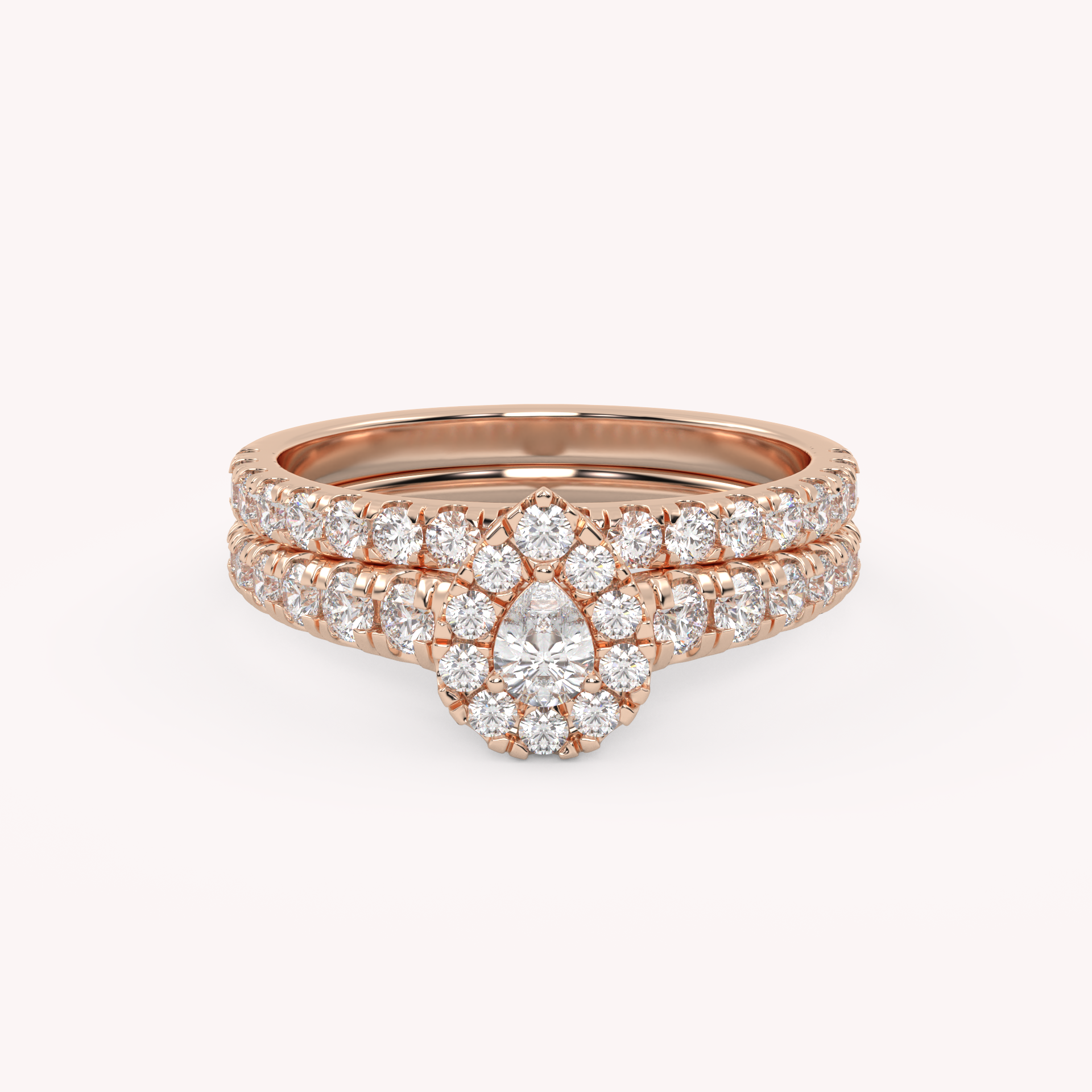 Pear Cut 1.10 Carat Lab Grown Diamond Halo Bridal Set Ring