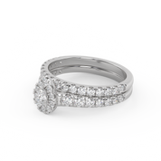 Pear Cut 1.10 Carat Lab Grown Diamond Halo Bridal Set Ring