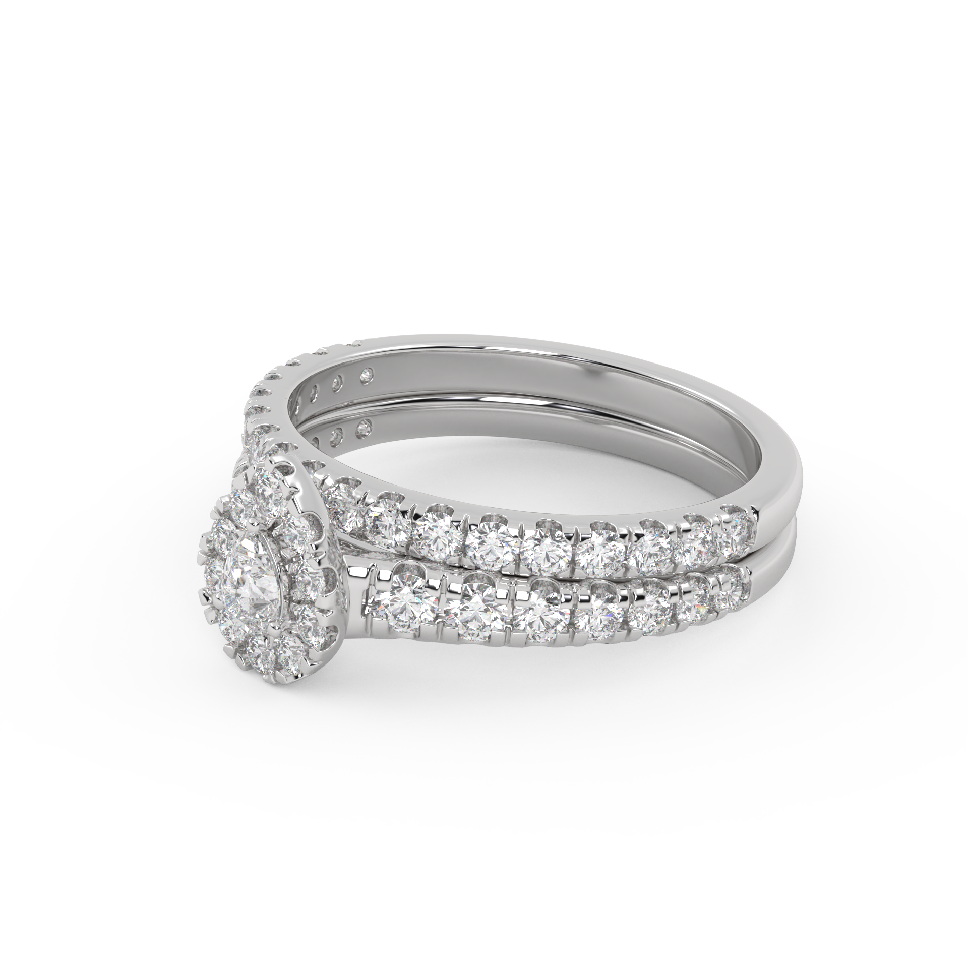 Pear Cut 1.10 Carat Lab Grown Diamond Halo Bridal Set Ring