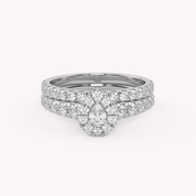 Pear Cut 1.10 Carat Lab Grown Diamond Halo Bridal Set Ring