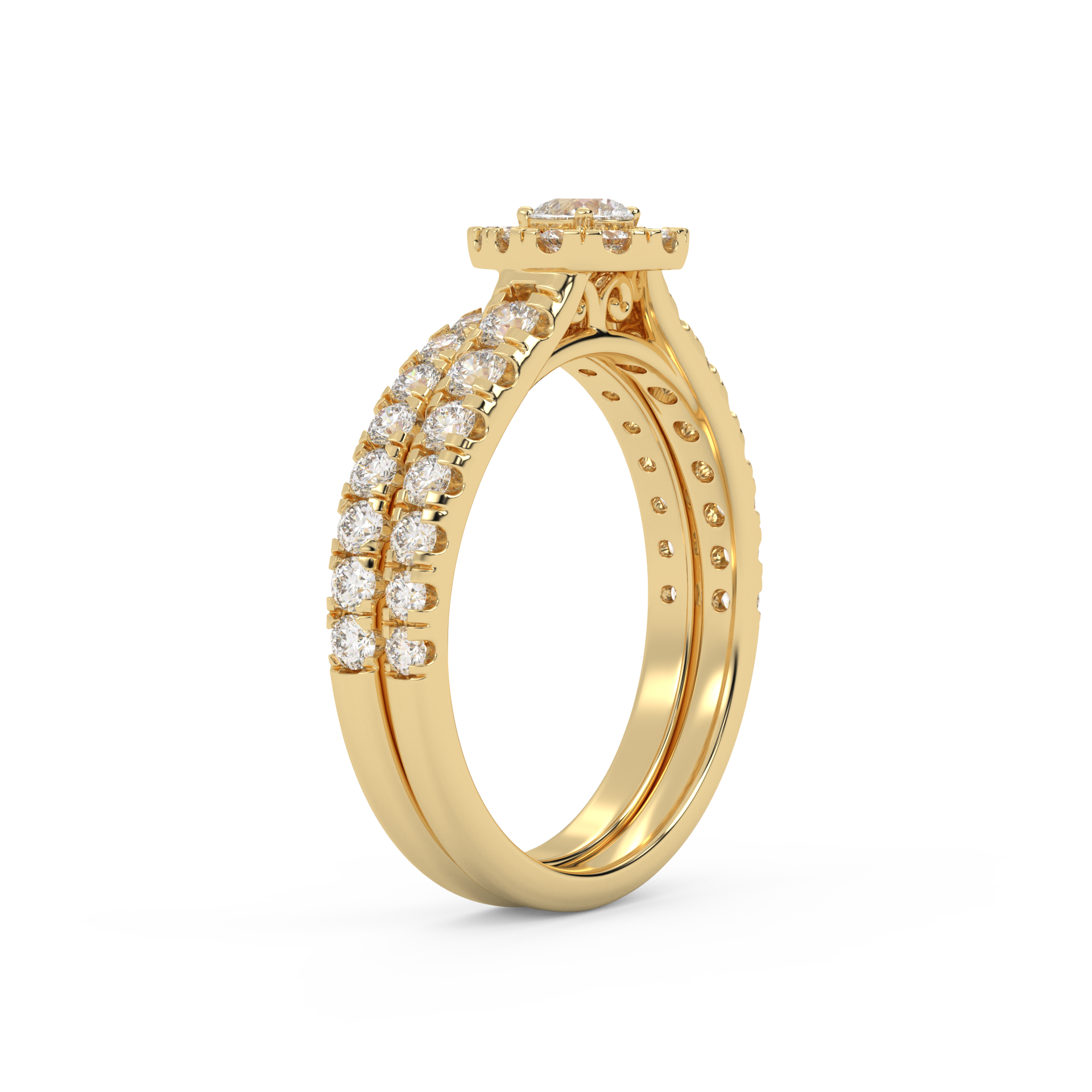 Pear Cut 1.10 Carat Lab Grown Diamond Halo Bridal Set Ring