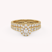 Pear Cut 1.10 Carat Lab Grown Diamond Halo Bridal Set Ring