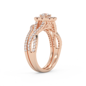 Princess Cut 0.90 Carat Lab Grown Diamond Halo Bridal Set Ring