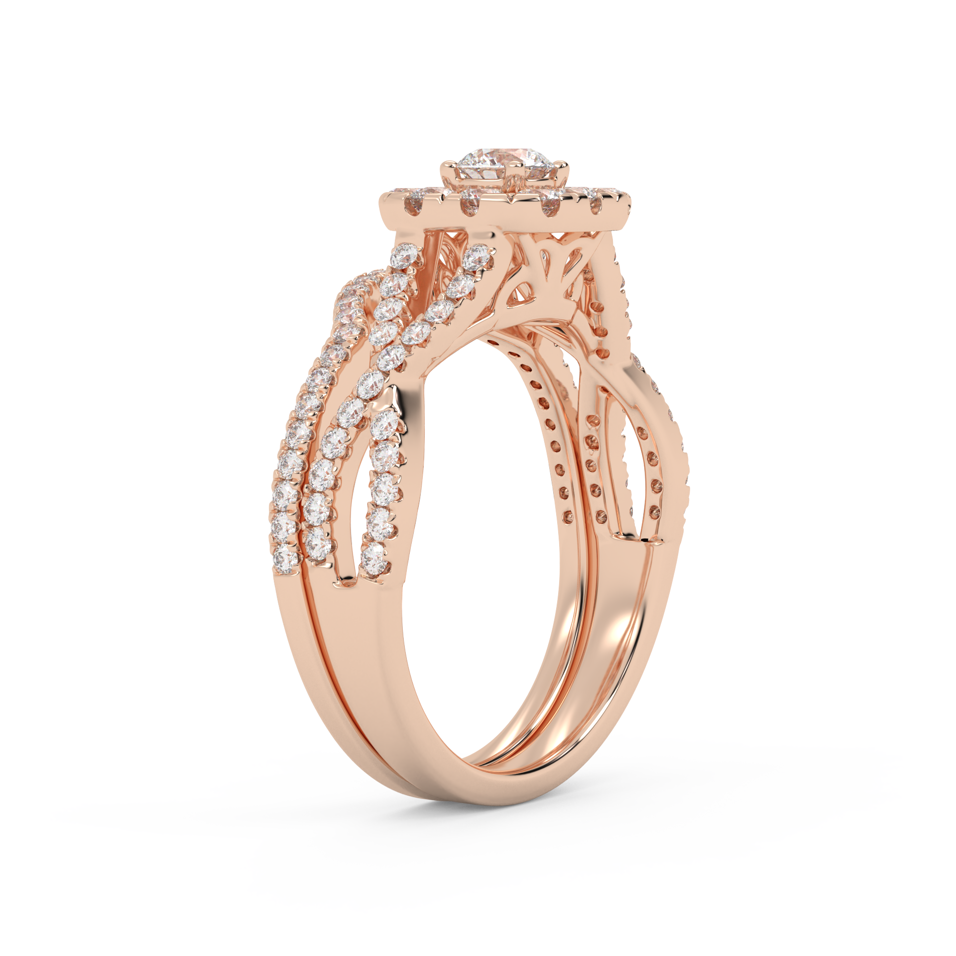 Princess Cut 0.90 Carat Lab Grown Diamond Halo Bridal Set Ring